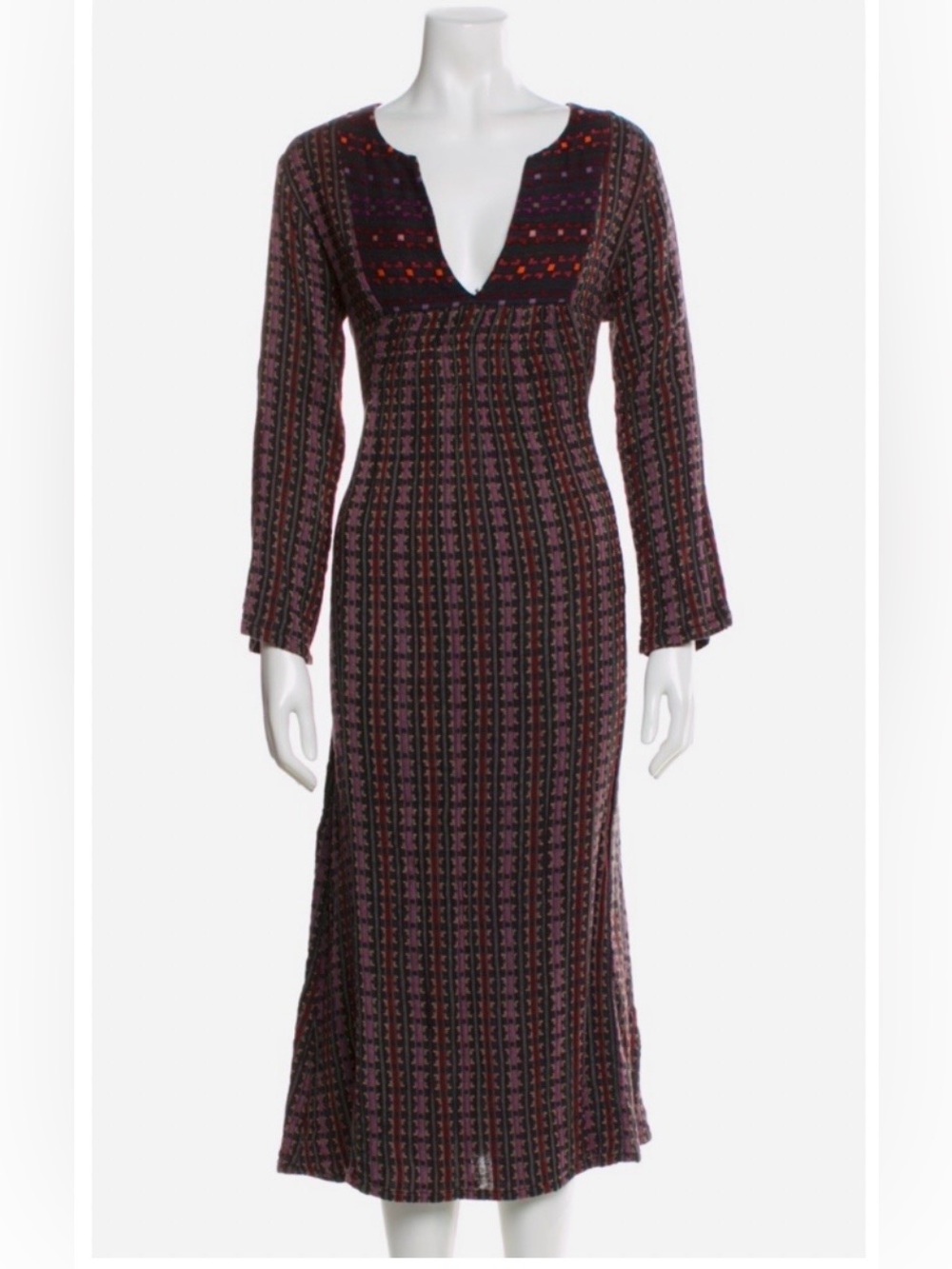 Luxury Designer Ace & Jig Printed V-Neck Midi Maxi Boho Dress